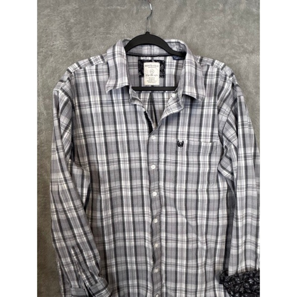 Panhandle Roughstock XXL Plaid Button Down Shirt Menswear‎ Gray White